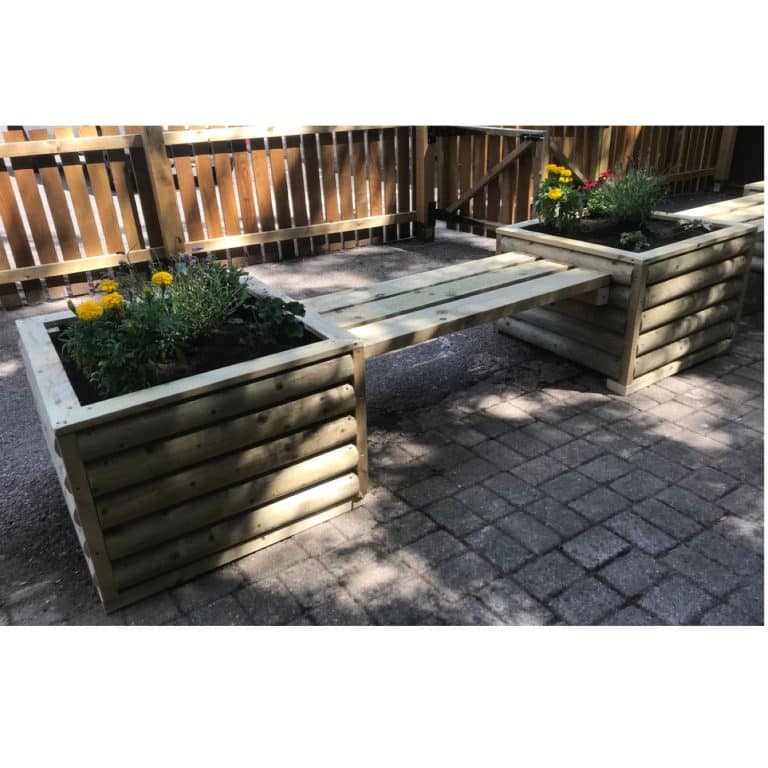 Rustic Loglap Planter and Bench - Image 2
